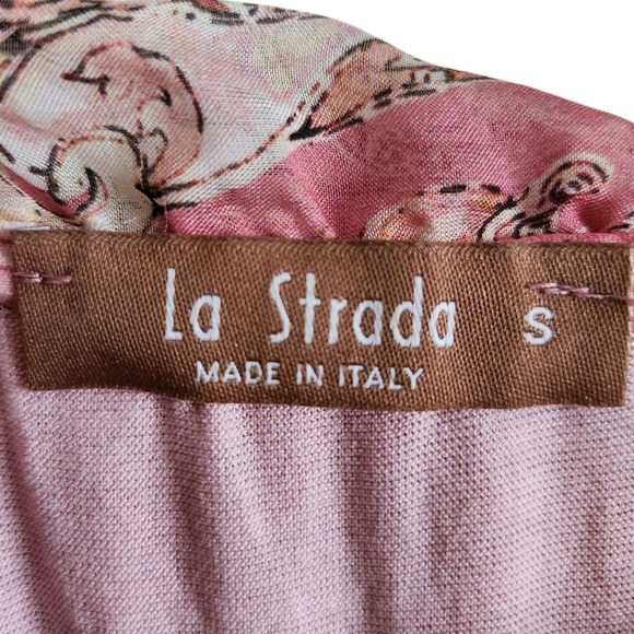 EUC LA STRADA SILK BLEND PINK PASTEL FLORAL KEYHOLE BLOUSE SZ S - Picture 8 of 10